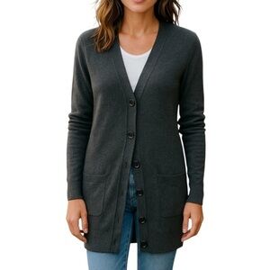 Equipment Femme  Women’s S Sweater Cardigan Gray Botton Front Pockets Cashmere